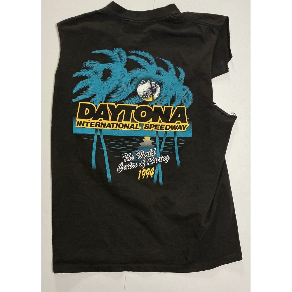 VTG USA Made NASCAR Daytona 500 90s Single Stitch Thrashed Grunge Tank Top L